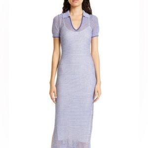 Staud Blue And White Knit Women Dress